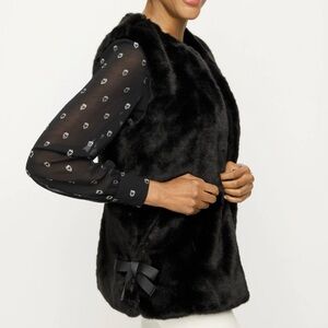 Talbots Faux fur black vest- size large- excellent condition ( worn once)